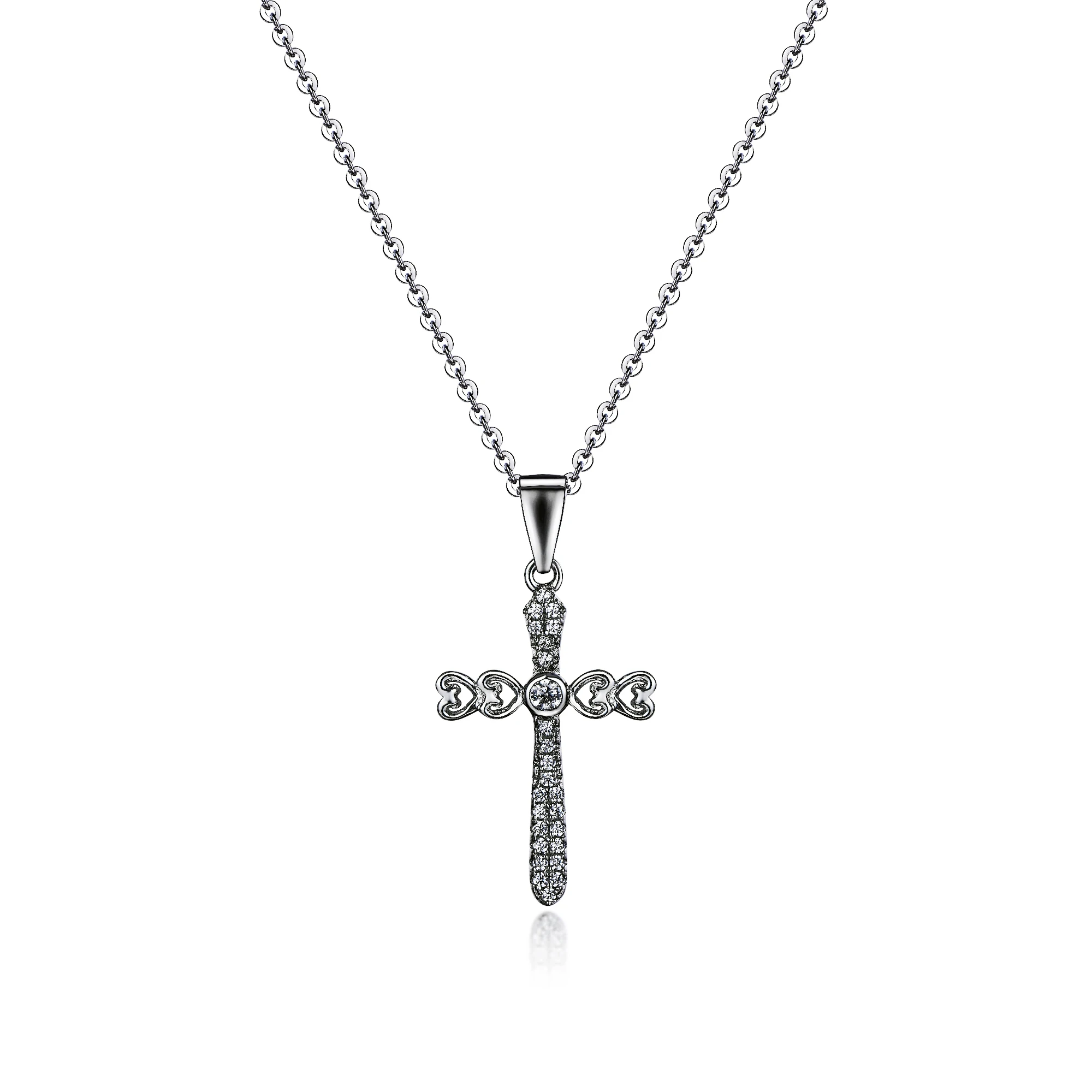 Lady Diamond 14K Solid Gold Chain Silver Gold Plated Cross Design Gold Necklace Chain, Chain Necklace Gold, Solid Gold Chain