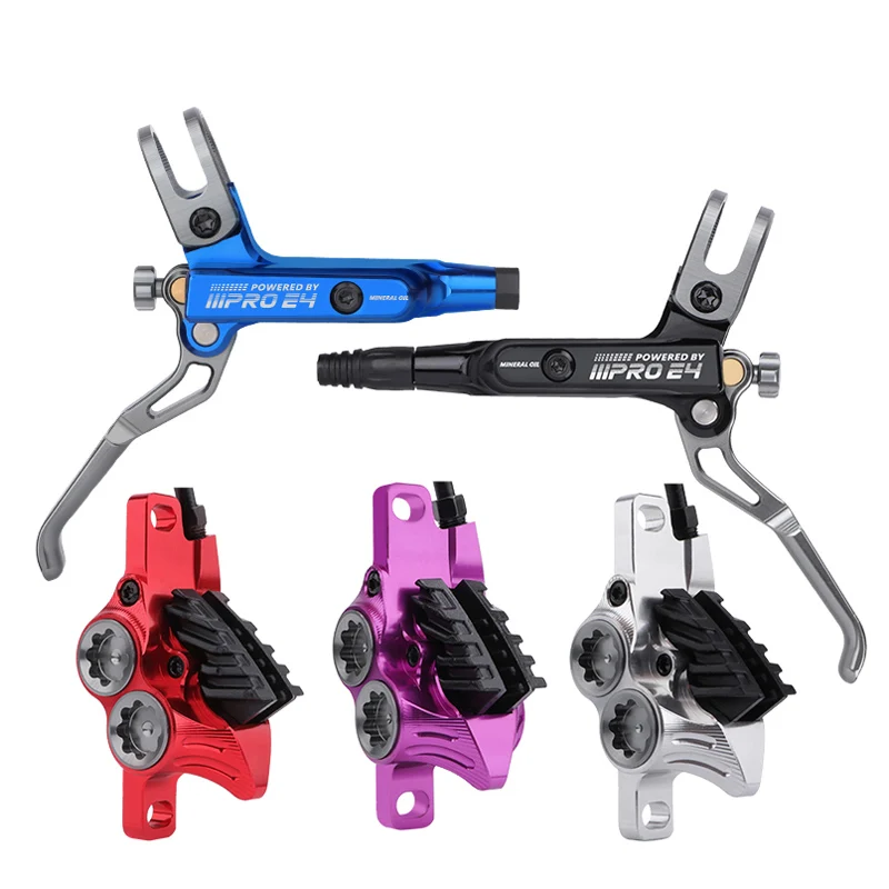 E4 MTB 4 Piston Hydraulic Disc Brake With Cooling Full Meatal Pads CNC Tech Mineral Oil Brake For AM Enduro