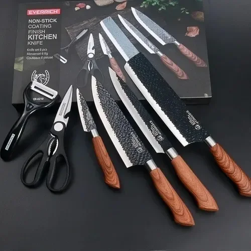 6 Piece Stainless Steel Kitchen Knife Set for Kitchen professional 6 pc knife set