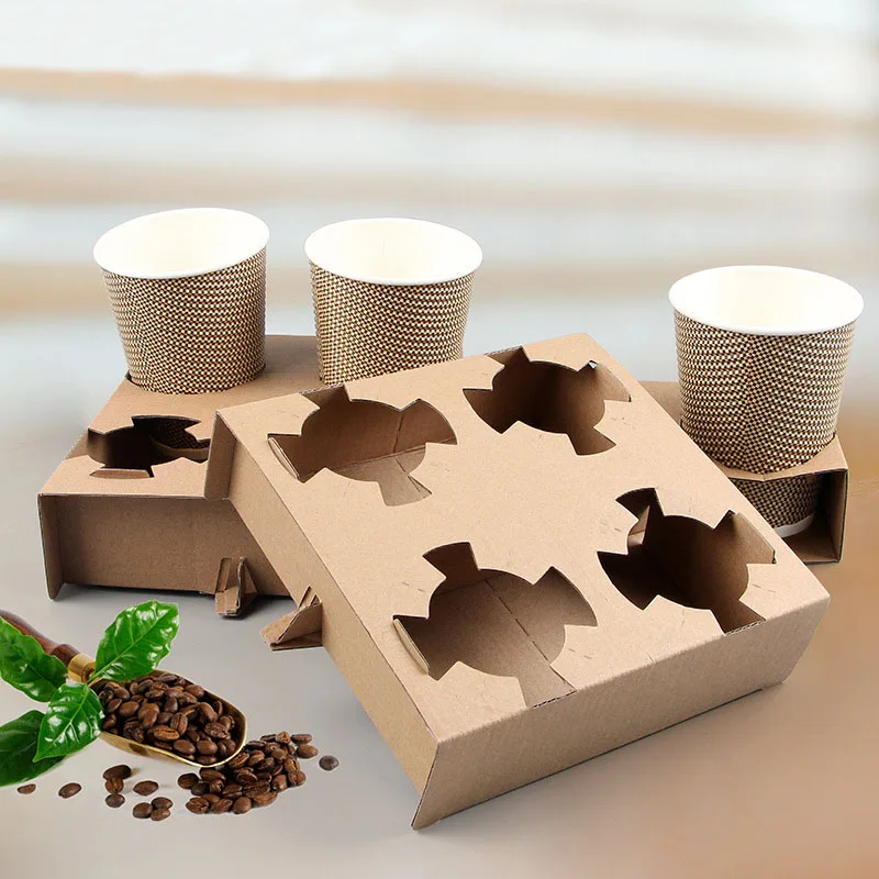 Customized Disposable Takeaway hot drink Cup Holder Coffee Paper Cup Takeout Cup Holder