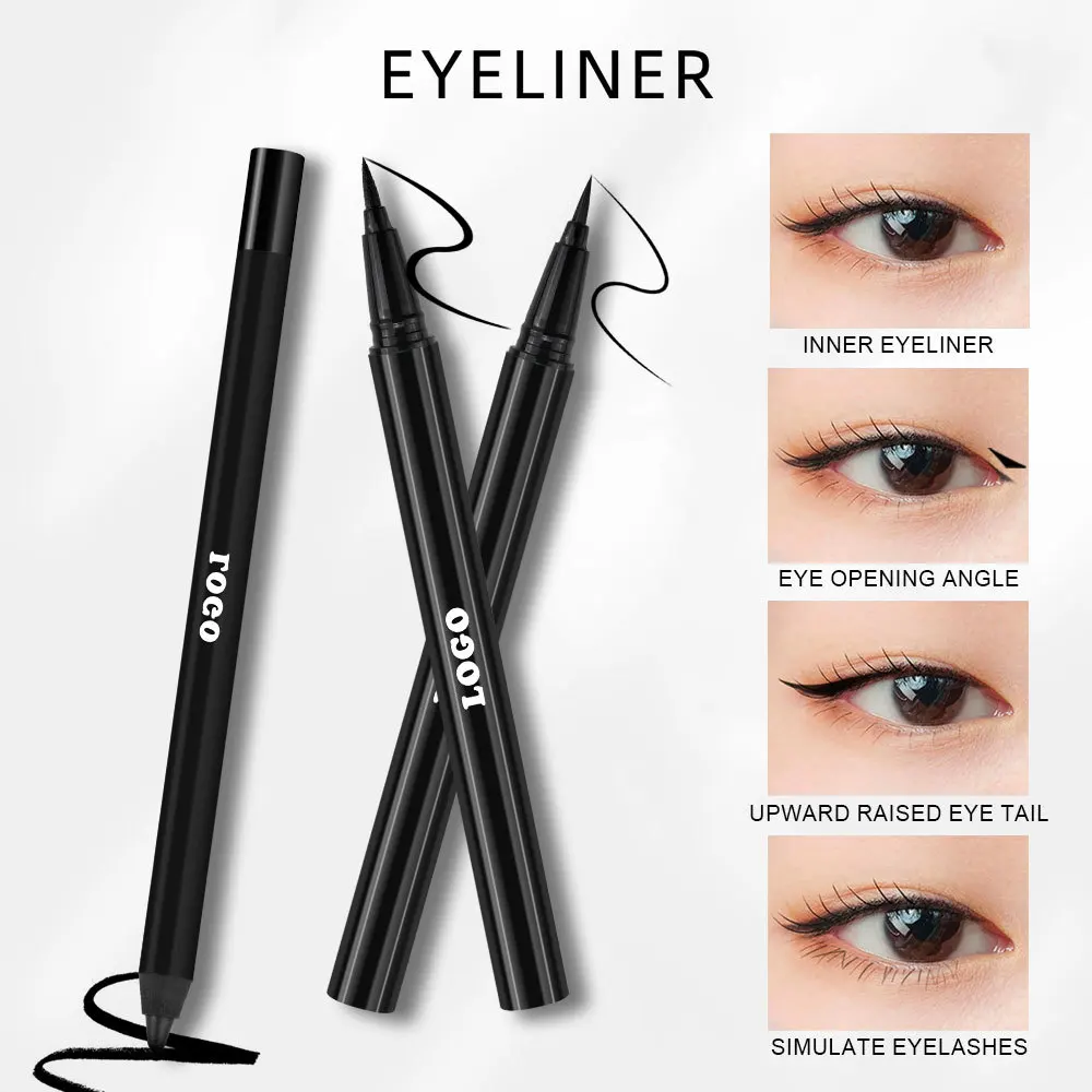 Makeup low moq waterproof private label long lasting eye liner pencil cruelty free vegan black liquid eyeliner pen