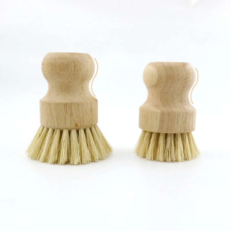 Natural Fiber Bristle Pot Brush, Untreated Beechwood Handle, Heat-Resistant Union Fiber Head for Cleaning Pots, Pans and More