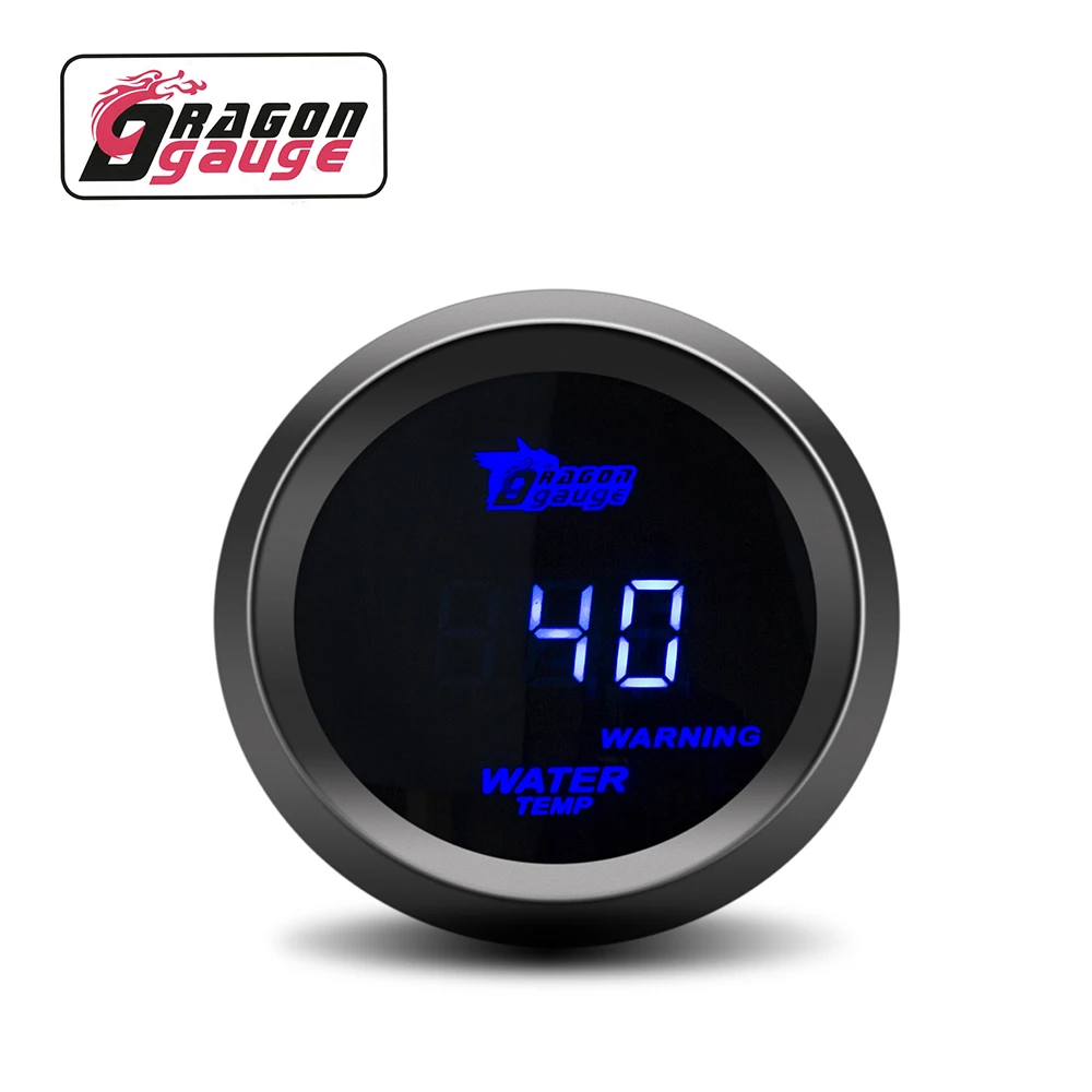 DRAGON GAUGE NEW 2' 52mm Mercury mirror 40-120 Celsius LED Blue Digital Water Temperature Gauge with Sensor for Car 12v(6114-B)