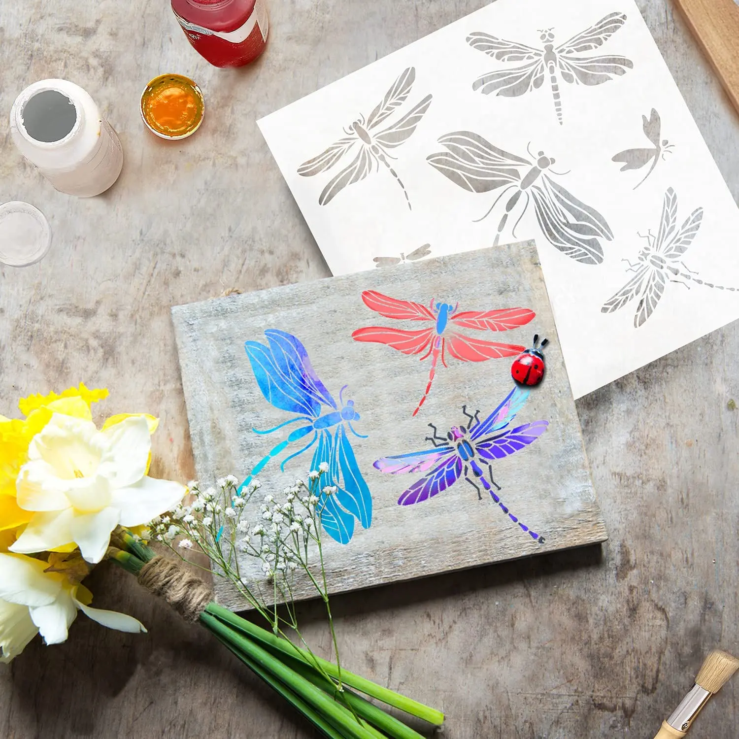 Custom Insects Stencils for Painting Furniture Wood Signs Baking Crafts Pillows Wall -Reusable Plastic Stencil