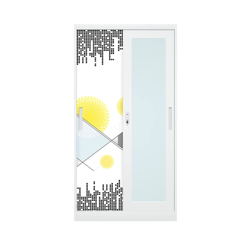 Wholesale Metal Steel Wardrobe Locker Bedroom Storage Clothes Wardrobe Cabinet with mirror