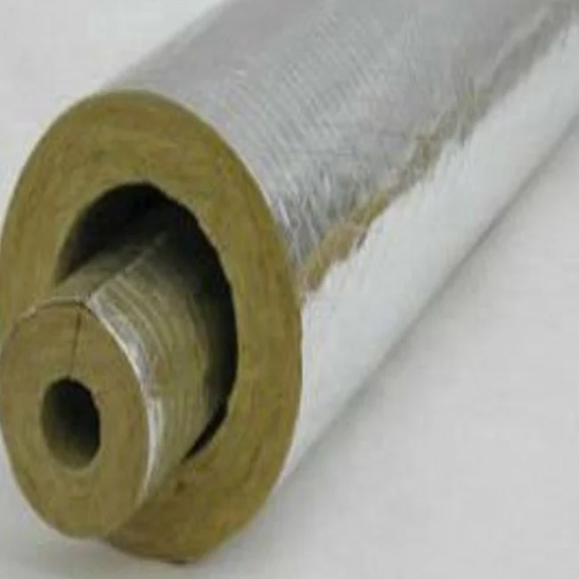 fireproof mineral rock wool acoustic pipe insulation  fireproof pipe aluminum foil