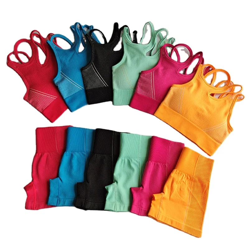 
Summer Women Sportswear Gym Two Piece Shorts Set Women Workout Yoga Shorts Sets 
