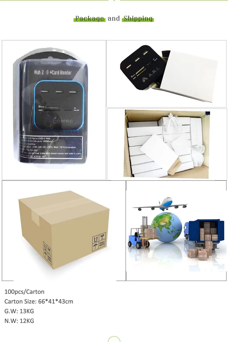 Hot Sell Top Supplier Colorful 3-Ports Usb Hub With Smart Usb 2.0 Card Reader USB2.0 5 in 1 Combo