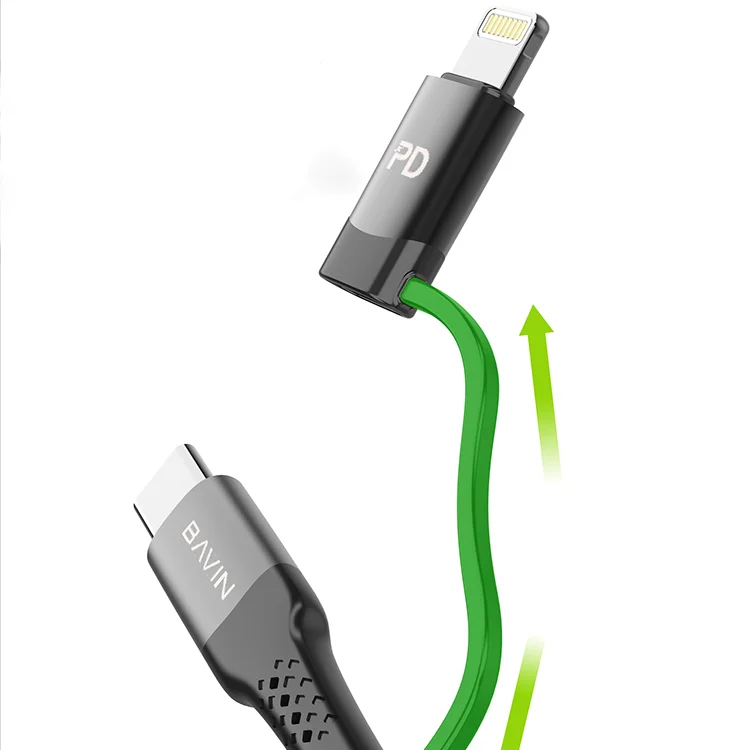 BAVIN CB189 1.5mm Thickness Copper Core Braided Line Fast PD Type C Charger Cable Lightnings Usb C Data Line 3A