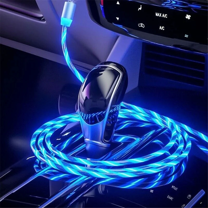 2021 Best Seller LED Flowing Light Magnetic Charging Cable for Android Cellphone Fast Charging Micro USB Charger Data Cable Line