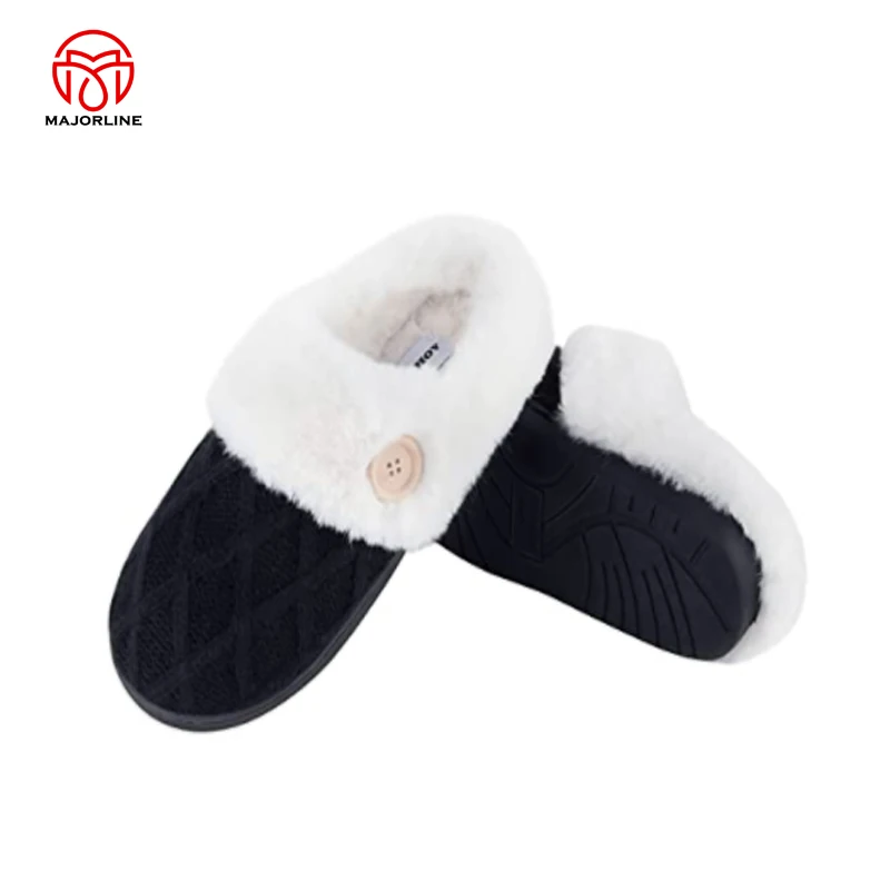 OEM women winter slipper Latest design elegant soft warm knitted ladies fancy daily use home winter cashmere slippers