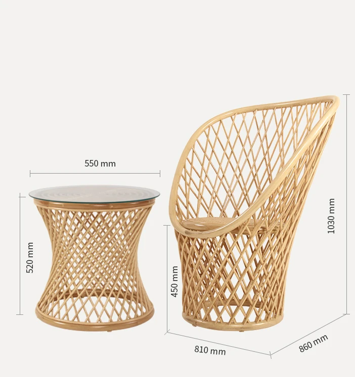 
Factory Direct Supply Handmade Natural Finishing Garden Wicker Chair Indonesia Outdoor Rattan Furniture 
