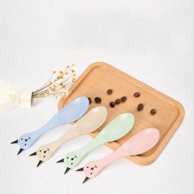 Reusable flatware kids baby bowl spoon tableware children wheat straw cutlery set