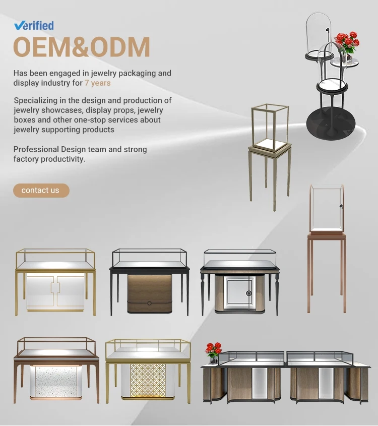 Factory directly sell wood stainless steel glasses stock jewelry display showcase