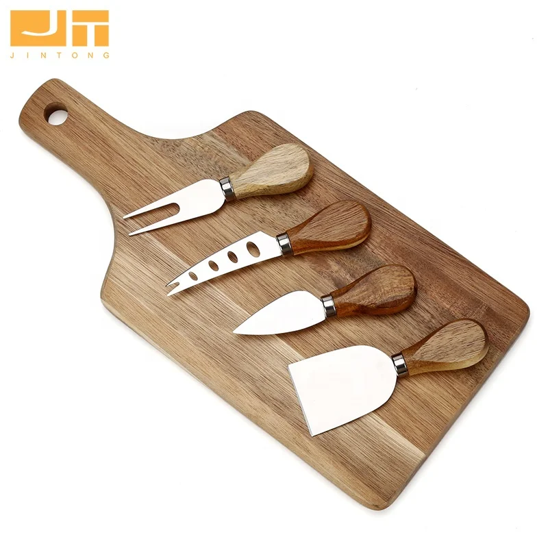 High Quality Factory Acacia Cutting Board wood with cheese knife Cheese Tools Set for Gift