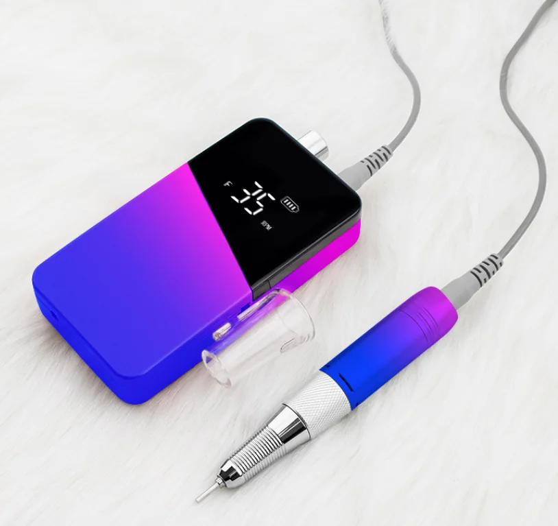 Портативный беспроводной стальной перезаряжаемый аппарат для маникюра с розовым градиентом