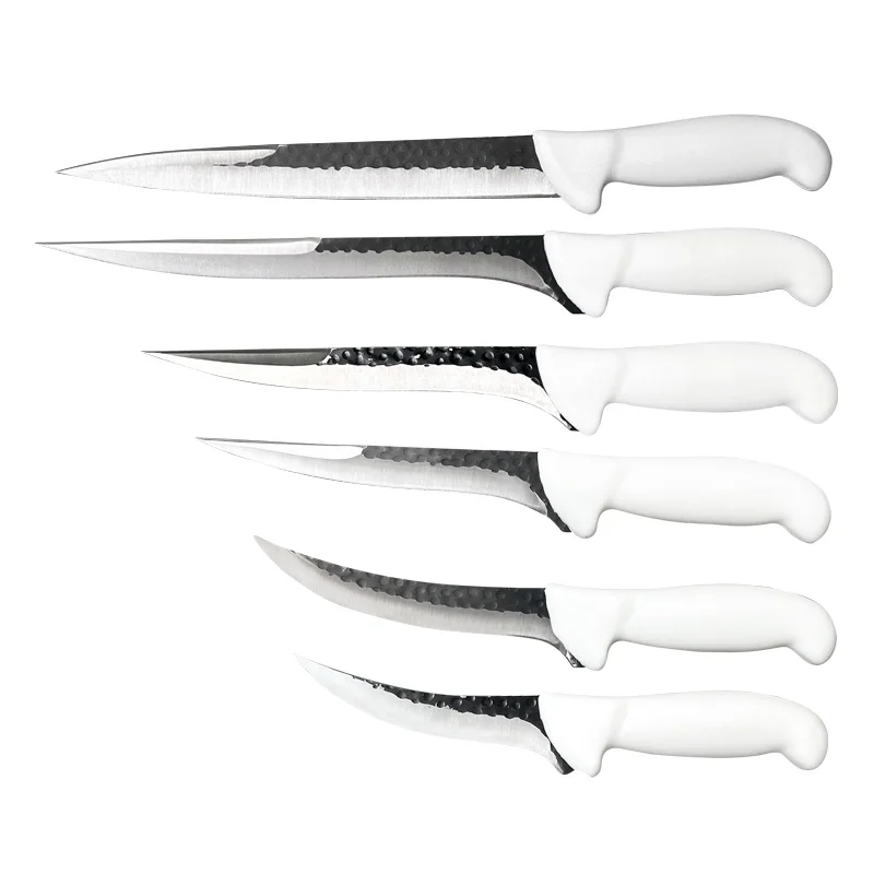 Hot Selling Hammer Forged Blade Stainless Steel Kitchen Meat Knife Butcher Knives Curved Boning Knife With Plastic Handle