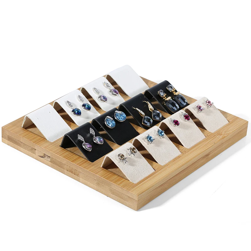 DIGU Custom Wholesale Jewelry Display Stand Leather Velvet Jewelry Storage Earrings Jewelry Display Tray