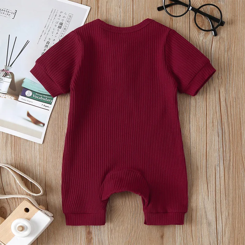 
Manufacture direct sale kids romper clothes summer short sleeve cotton jumpsuit pure color baby romper 
