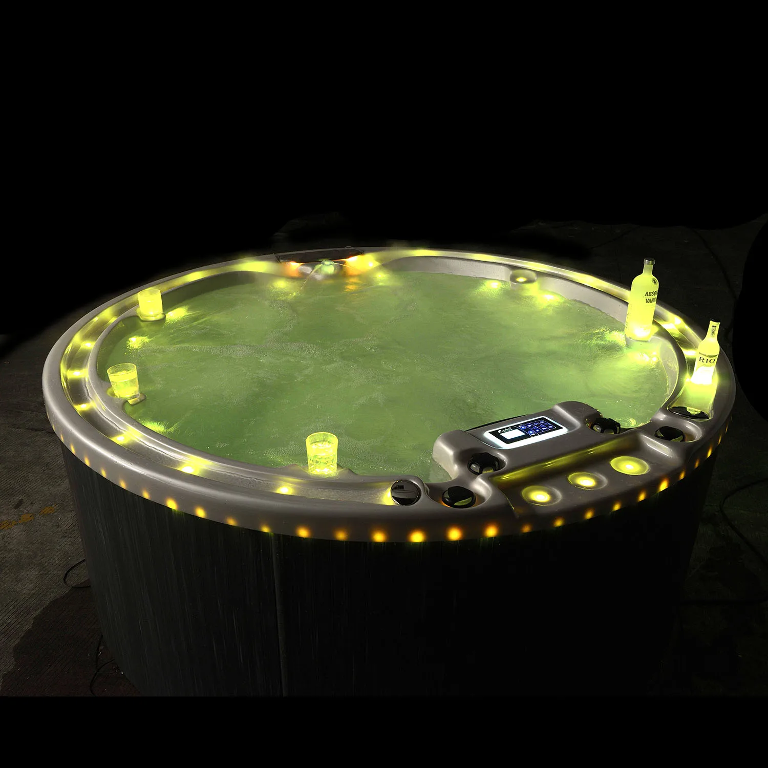 Deluxe hotel villa balcony 7 person underground built-in hydro massage hot tub outdoor spa tub