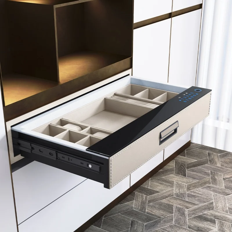 Slides Cabinet Pull Lock Smart Custom Jewelry Wardrobe Storage Organizers For Clothing Password Touch Safe Box Drawers