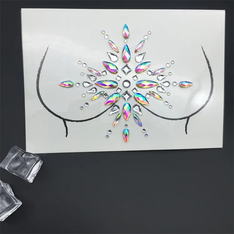 Breast Rhinestone light up nipple covers Face Body Jewelry Adhesive Crystal Stickers Sexy Nipples Pasties pearls for women