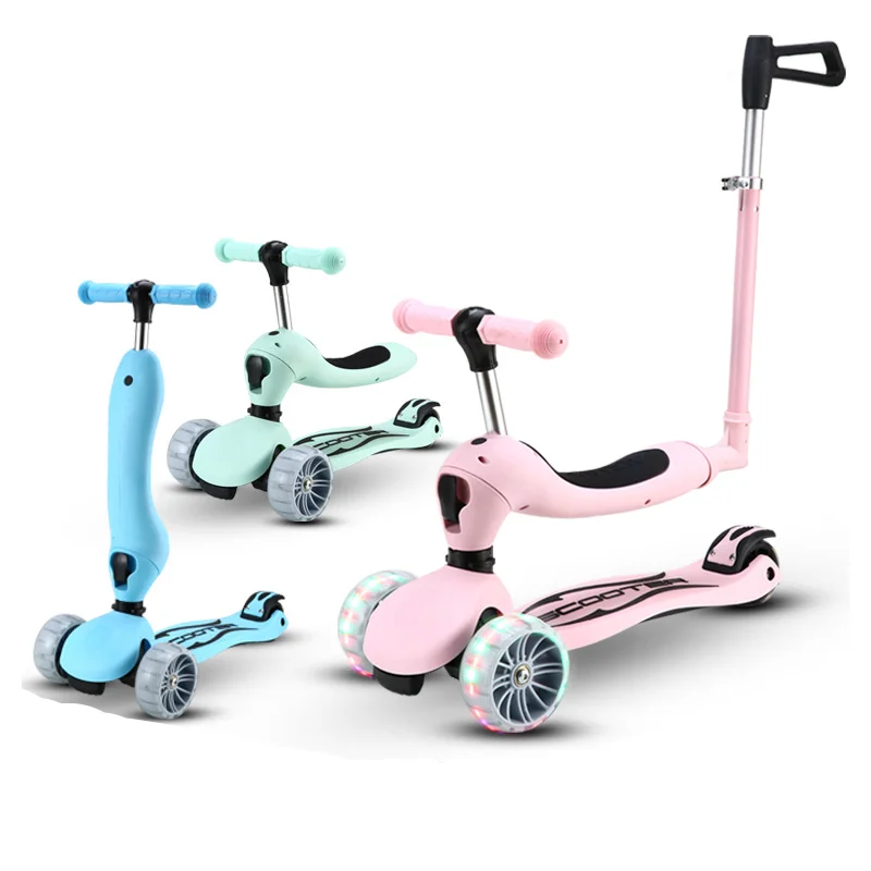 Hot sale custom Toddler Scooter 3-in-1 Kids Scooter with Flashing Wheels Adjustable Push Bar 3 Wheel Scooter for Kids