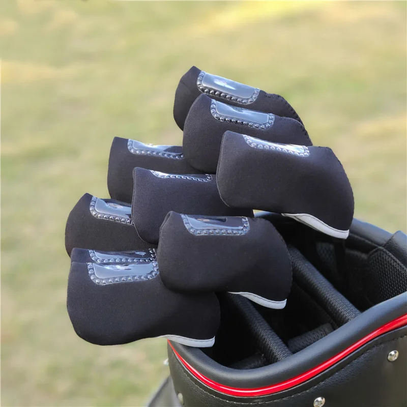 Custom logo 10 pcs blank golf putter headcover set see through window neoprene protector golf iron club head cover