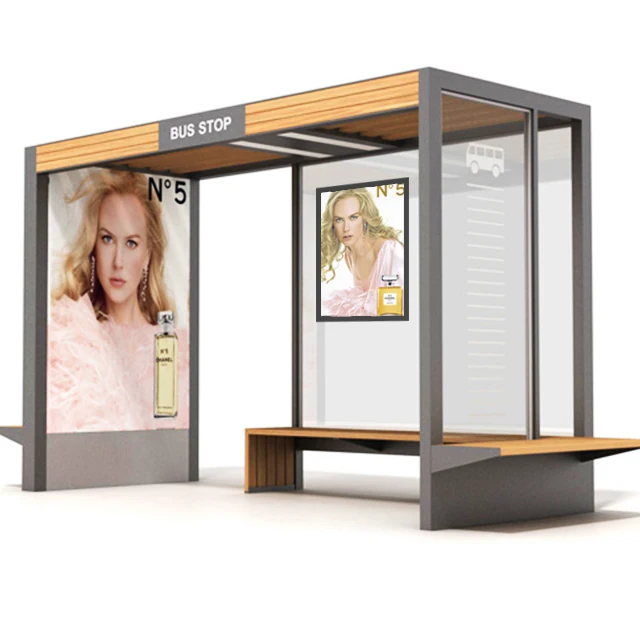 Hot Selling Multi-functional Smart Bus Stop Shelter with Advertising Light Box