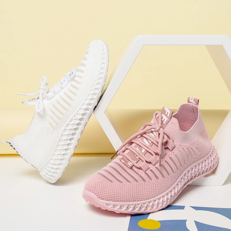 New Flying Woven Shoes Zapatillas deportivas transpirables de punto Zapatillas de marea para mujer