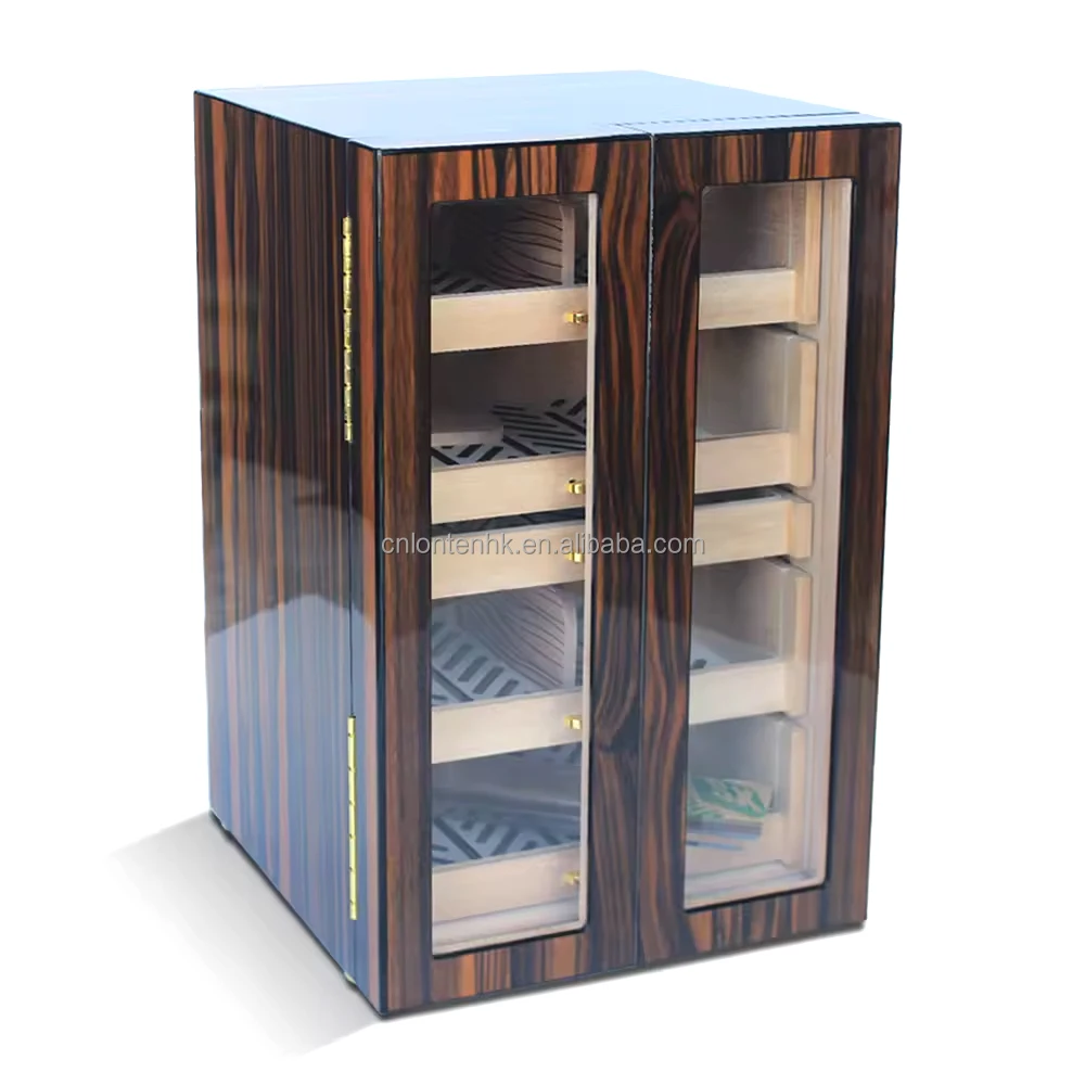 Loten 2024 New design american style glass cigar cabinets 100 cts wooden cigar humidors for sale used humidor cabinet