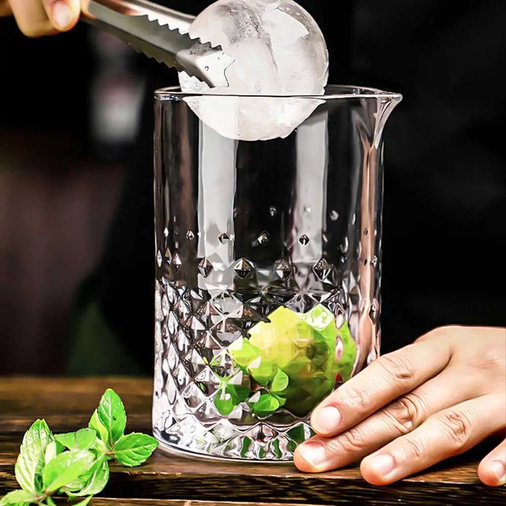 Lead-free Bar Bartender Martini Shaker Stirring Transparent Crystal Drinking Glasses Cup Thick Bottom Mixing Glass Cocktail