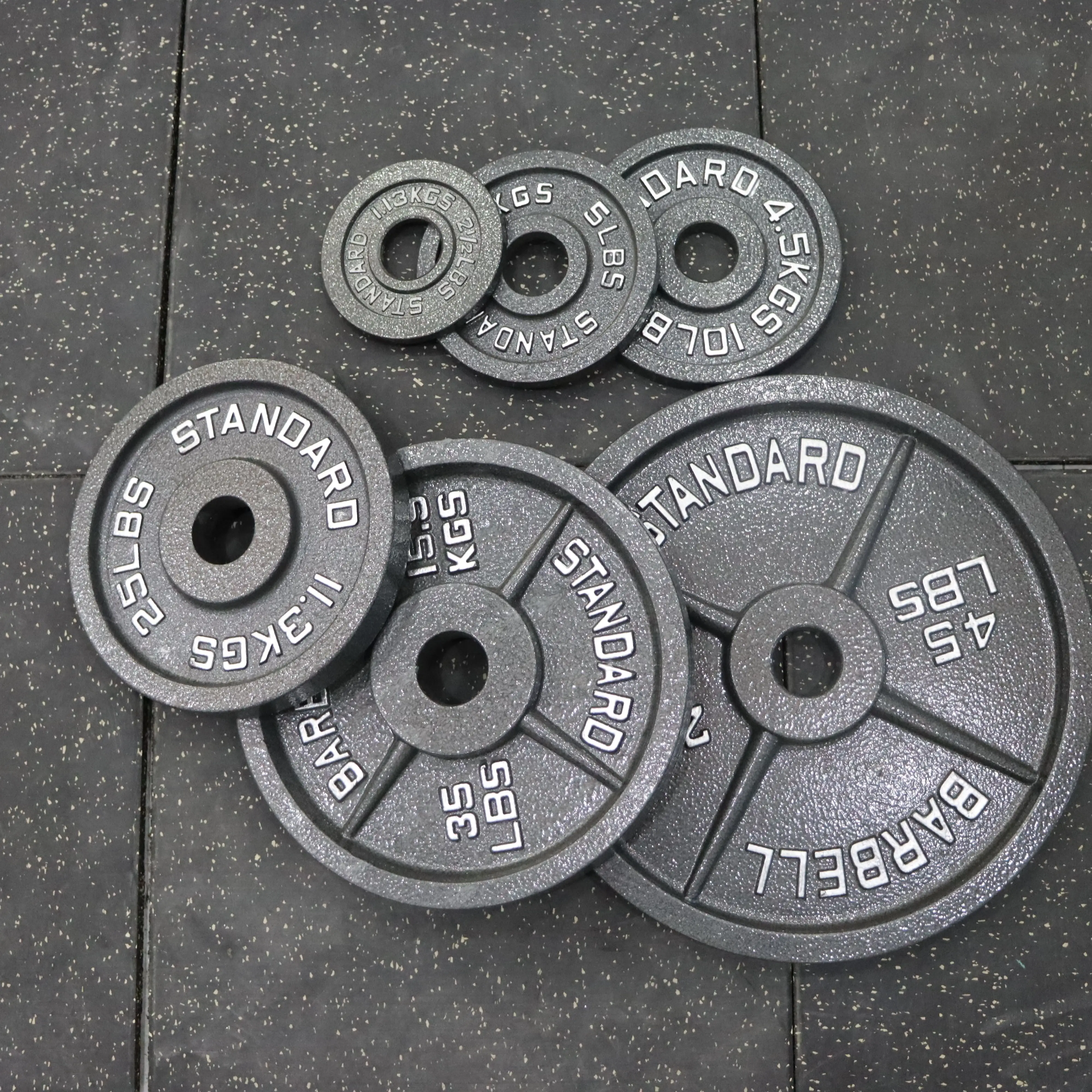 China Calibrated Exercise Free  Cast Iron Disc Plate Black Fitness  Home Gym Weightlifting Bumper Barbell Weight Plates