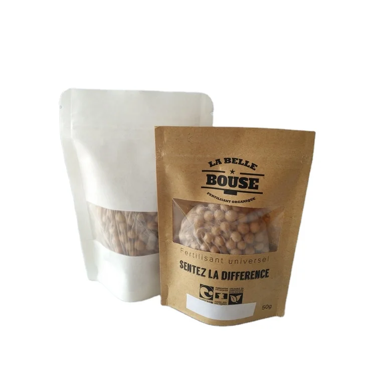 Дой Пак, пакеты из крафт-бумаги с застежкой-молнией для пищевых продуктов, зеленый чай, цветочные листья, с прозрачным окном