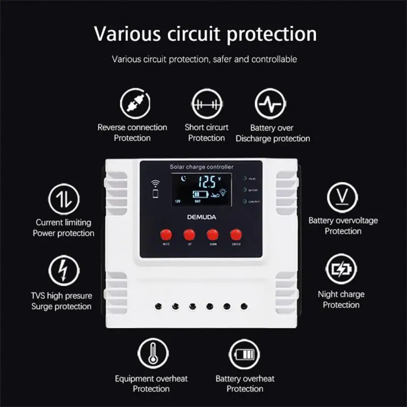 Solar Controller 10-60A MPPT PV System Controller Regulator WIFI APP Monitor LED Display USB Intelligent Charging Solar Tracker