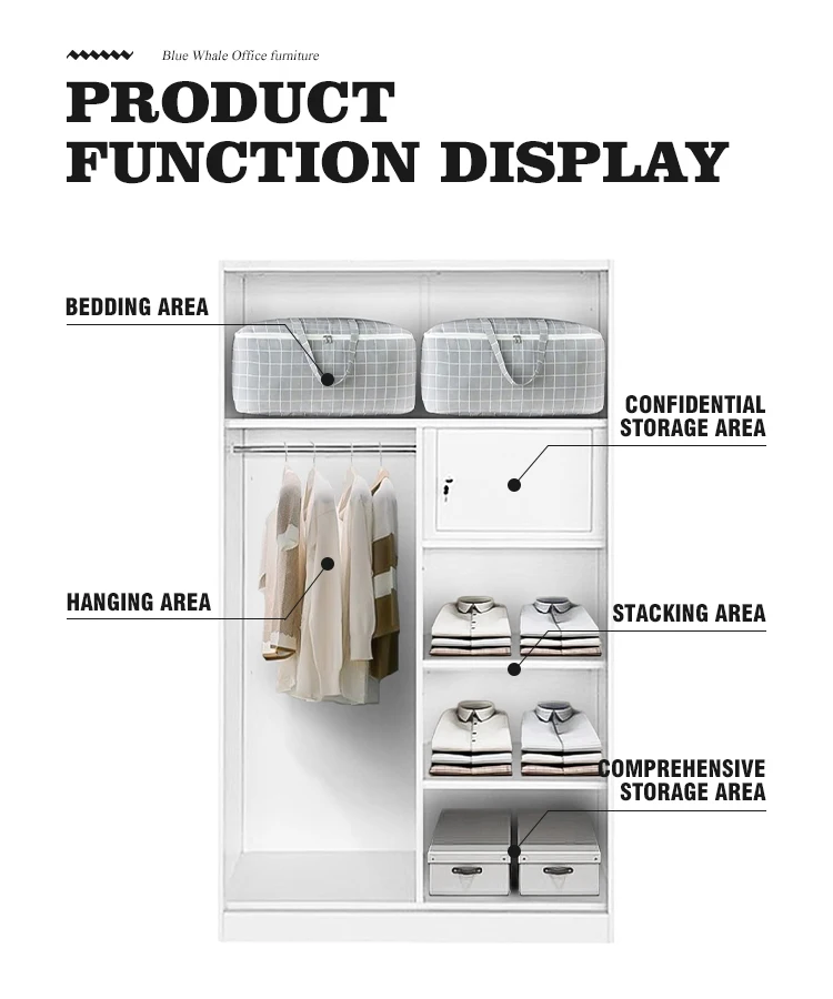 Stylish and Affordable Steel Sliding Wardrobes with Mirror Iron metal storage cupboard wardrobe for Your Bedroom Furniture