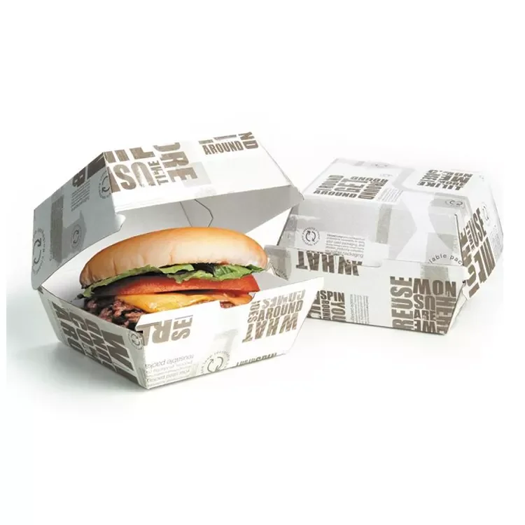 Custom Disposable Food Grade Cardboard hamburger Packaging Paper Burger Box