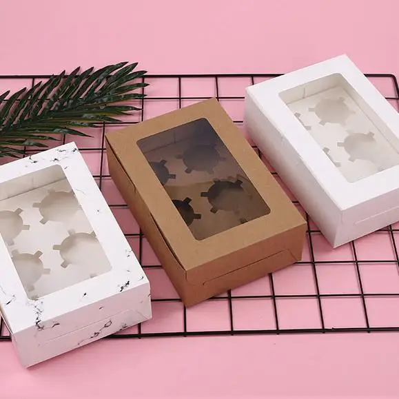 Wholesale Muffin Cake Baking Packing Box Cardboard Paper Folding Gift Boxes for Cupcakes