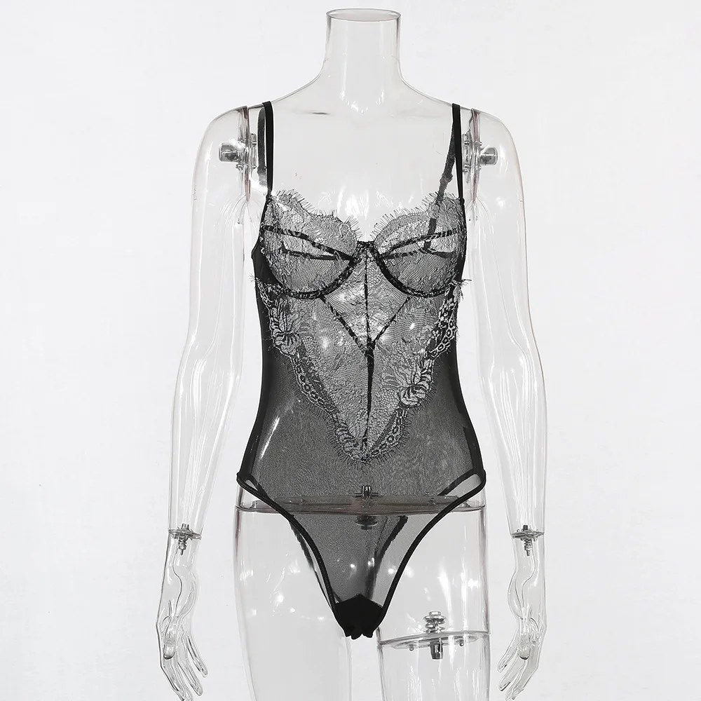 Hot sale women wholesale embroidered underwear lace stitching one-piece backless bodysuit lingerie