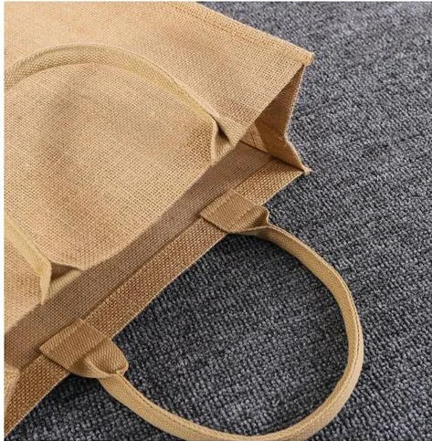  China Eco Products Custom Logo Portable Open Top Jute Shopping Bag