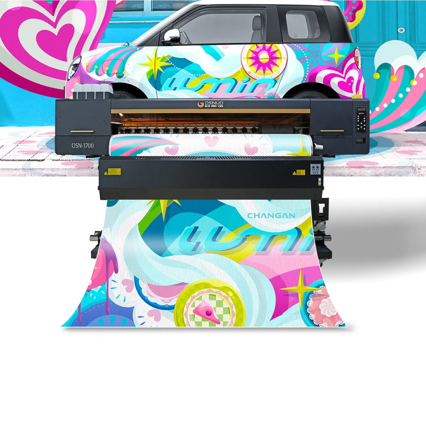 OSNUO Wide Format Printer 1.6 m printing machine i3200 printer for Vehicle Car Wrap Vinyl advertising banner eco solvent printer