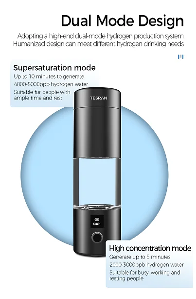 Portable Hydrogen-Rich Drinking Water Generator Electrolysis Hydrogen Rich Water Bottle Cup