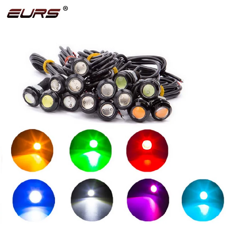 High power 18MM 23MM Car led strobe Automobiles Lamps 12V 3W 0.6A 6000K ultra-thin hawk eyes rogue reversing lights