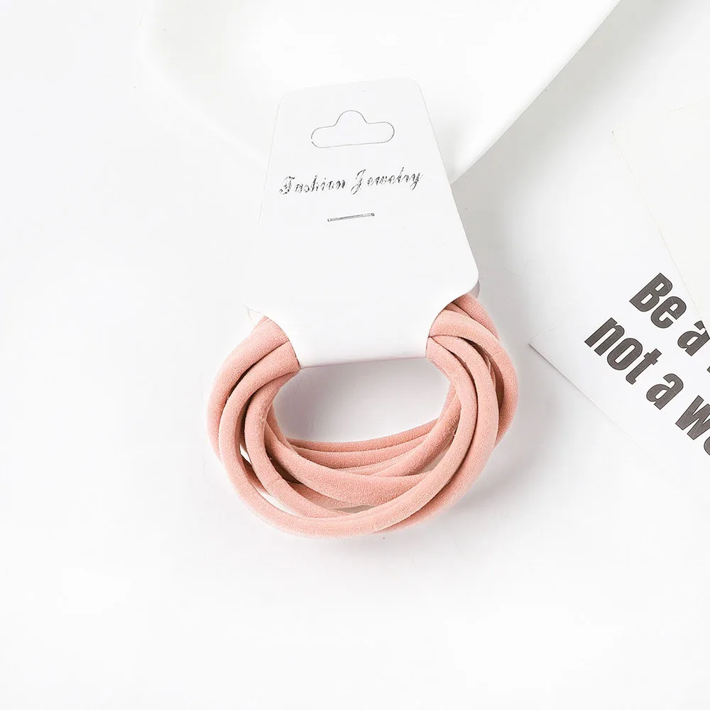 6pcs/set Simple seamless scrunchie Fashion high stretch elastic band scrunchie cute girly pink hair accessories
