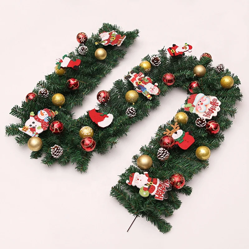 Interior decoration 8.9 ft Christmas garland wearing Christmas balls suitable for windows fences dining tables mall etc