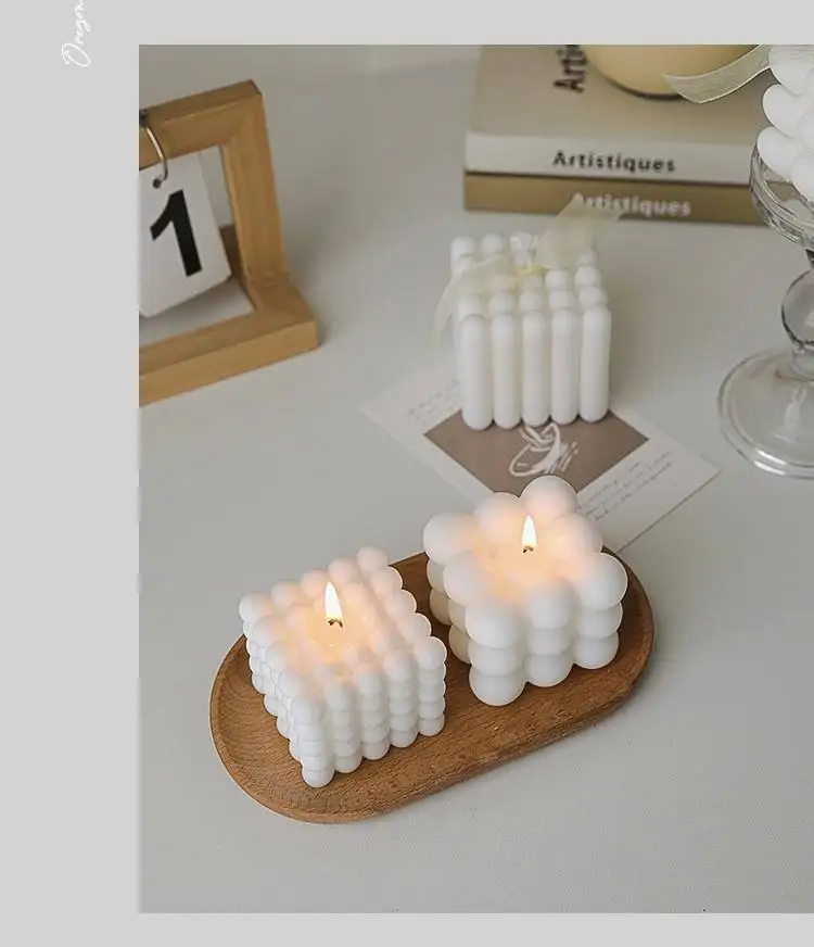 Ins Bubble Candle Cute Cube White Candles Scented Candles Home Decoration