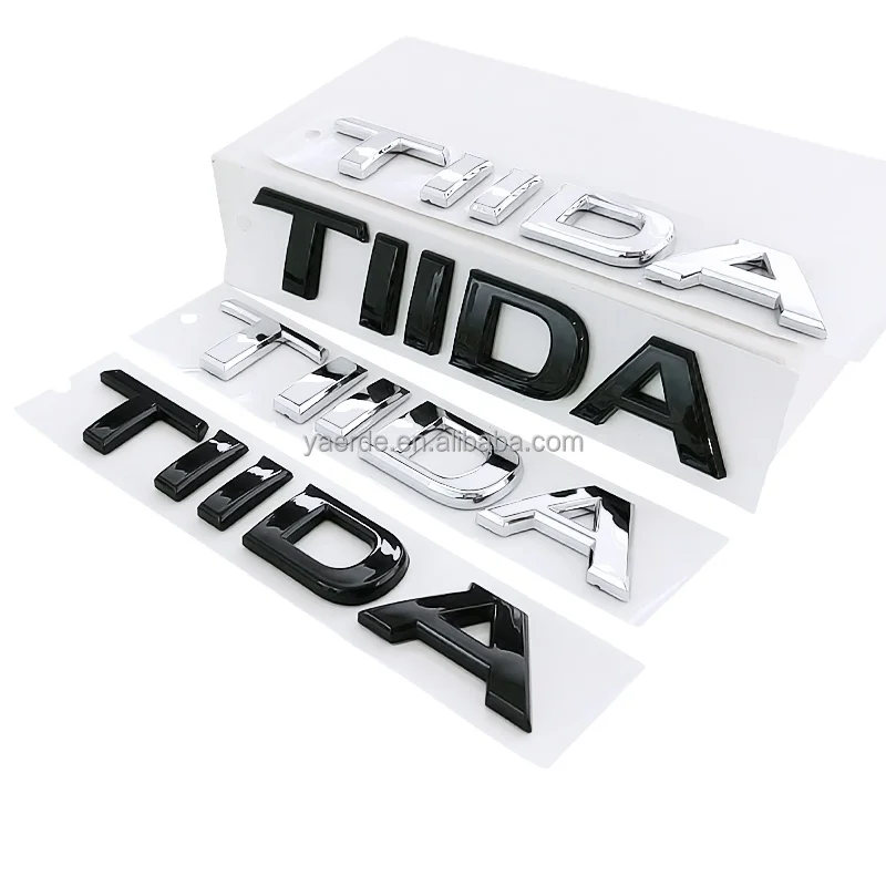 TIIDA front center mesh marker rear tailgate English letter logo sticker For the new and old Tiida Yi Da car label