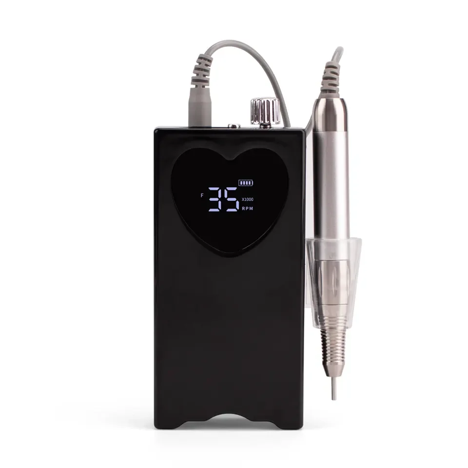 New design Heart Shape Brushless Portable Mobile Nail Drill High Torque 35,000 RPM Rechargeable Cordless Nail File