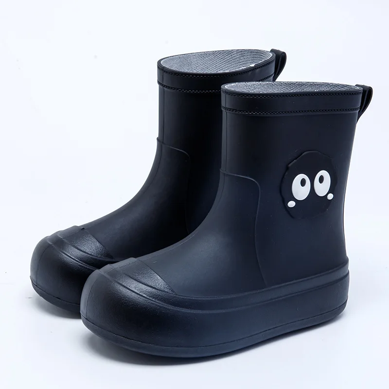 Cute cartoon rain boots for women woolen cotton non-slip waterproof shoes thermal rain boots short tube outdoor rubber boots