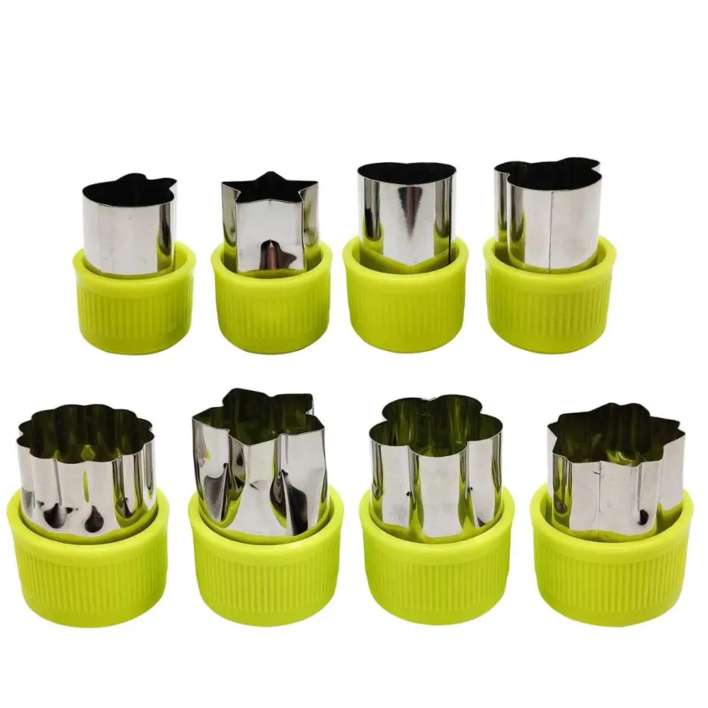 8Pcs Kids Food Cookie Cutter Shape Set for Fruit Vegetable Salad, Cartoon Animal/Flower/Star/Heart Shaped Cookie Stamps